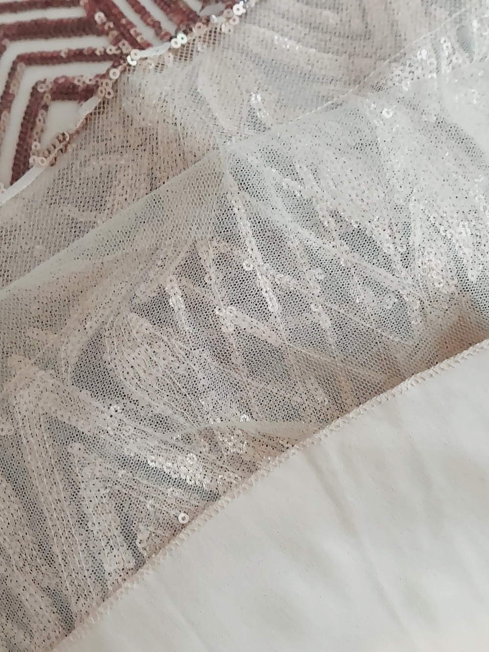 NWT Art Deco Design Rose Gold Sequin Off-Shoulder Evening Gown - Picture 10 of 11